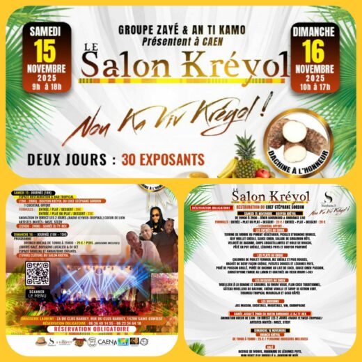 Les 15 et 16 Novembre de 9h à 18h à Caen .Vous pourrez aussi choisir vos cadeaux au salon Kréyol à la Brasserie Laurent ZAC du clos Barbey 14280 St Contest